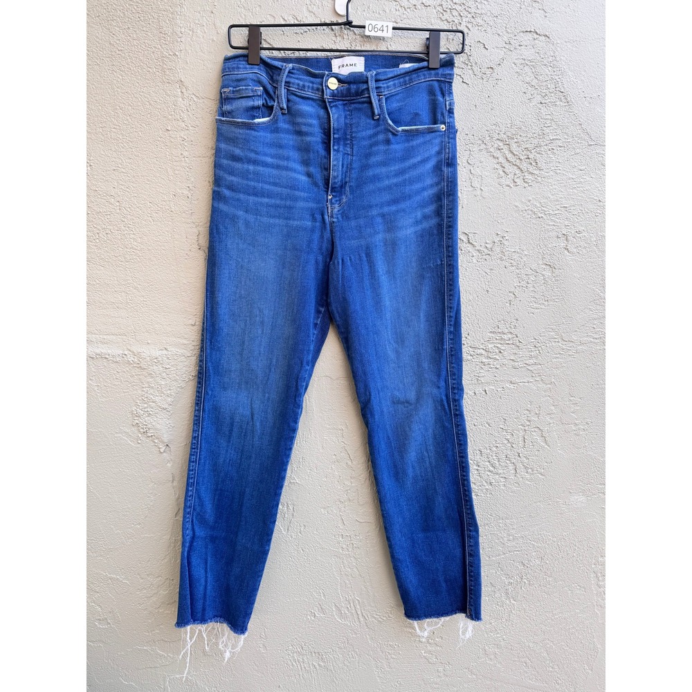 FRAME Womens Le Sylvie Straight Leg Cropped Blue Denim Jeans SZ 28 Classic